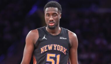 Dec 5, 2025; New York, New York, USA;  New York Knicks forward Mohamed Diawara (51) at Madison Square Garden. Mandatory Credit: Wendell Cruz-Imagn Images