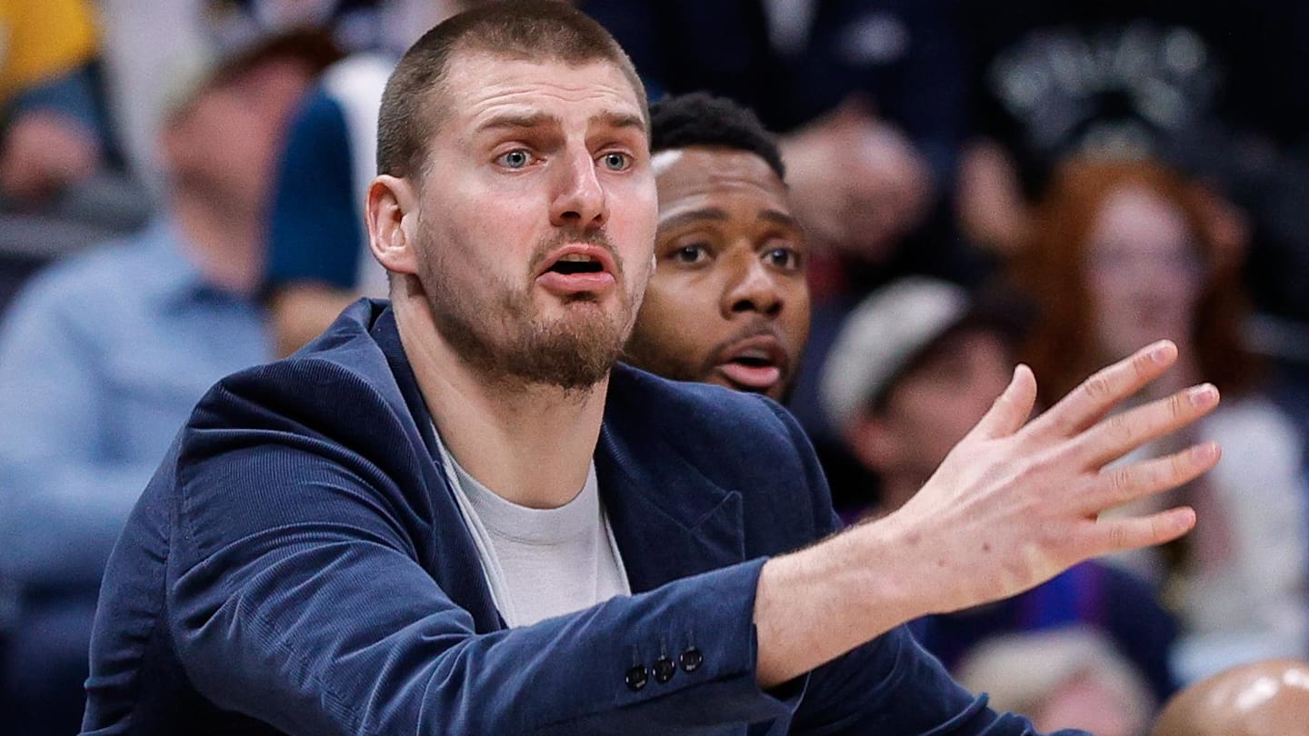 Jan 11, 2026; Denver, Colorado, USA; Denver Nuggets center Nikola Jokic reacts from the bench in the fourth quarter against the Milwaukee Bucks at Ball Arena. Mandatory Credit: Isaiah J. Downing-Imagn Images