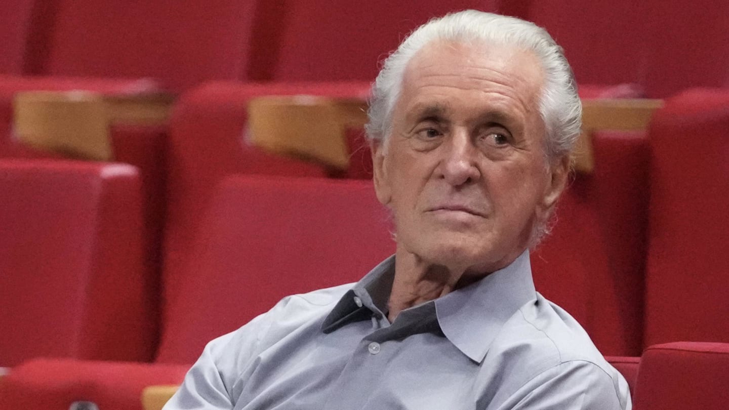 Miami Heat president Pat Riley sits in the arena prior to the game (Mandatory Credit: Jasen Vinlove-Imagn Images)