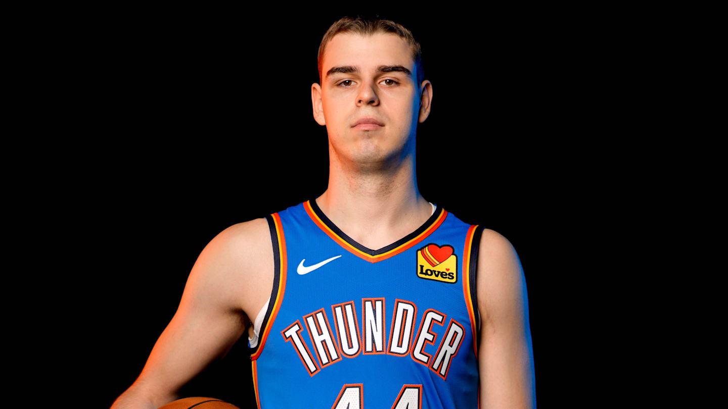 Nikola Topic is pictured during the Thunder media day at the Paycom Center in Oklahoma City, on Monday, Sept. 30, 2024.