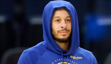 Jan 7, 2026; San Francisco, California, USA; Injured Golden State Warriors shooting guard Seth Curry (31) looks on before the game against the Milwaukee Bucks at Chase Center. Mandatory Credit: Robert Edwards-Imagn Images