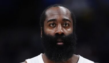 Cleveland Cavaliers guard James Harden (1) during the second quarter against the Denver Nuggets at Ball Arena on Feb 9, 2026.