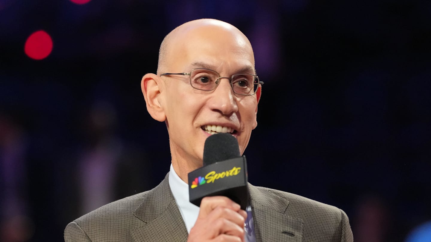 Feb 15, 2026; Inglewood, California, USA; NBA commissioner Adam Silver speaks to media after the 75th NBA All Star Game at Intuit Dome. Mandatory Credit: Kirby Lee-Imagn Images