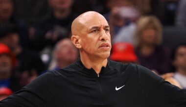 Dec 27, 2025; Sacramento, California, USA; Sacramento Kings head coach Doug Christie questions the call on the sideline during the fourth quarter against the Dallas Mavericks at Golden 1 Center. Mandatory Credit: Kelley L Cox-Imagn Images