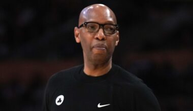 Jan 23, 2025; Los Angeles, California, USA; Boston Celtics assistant coach Sam Cassell during the game against the Los Angeles Lakers at the Crypto.com Arena. Mandatory Credit: Kirby Lee-Imagn Images