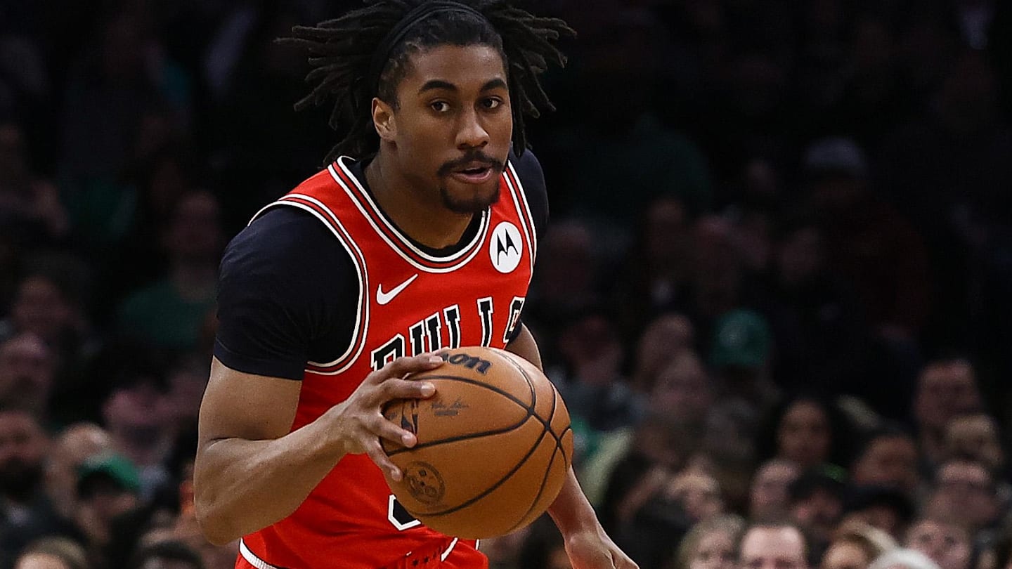 Feb 11, 2026; Boston, Massachusetts, USA; Chicago Bulls guard Jaden Ivey (31) brings the ball up the court against the Boston Celtics during the second half at TD Garden.