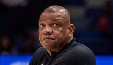 Milwaukee Bucks Head Coach Doc Rivers during the first half against the New Orleans Pelicans at Smoothie King Center on February 20, 2026.