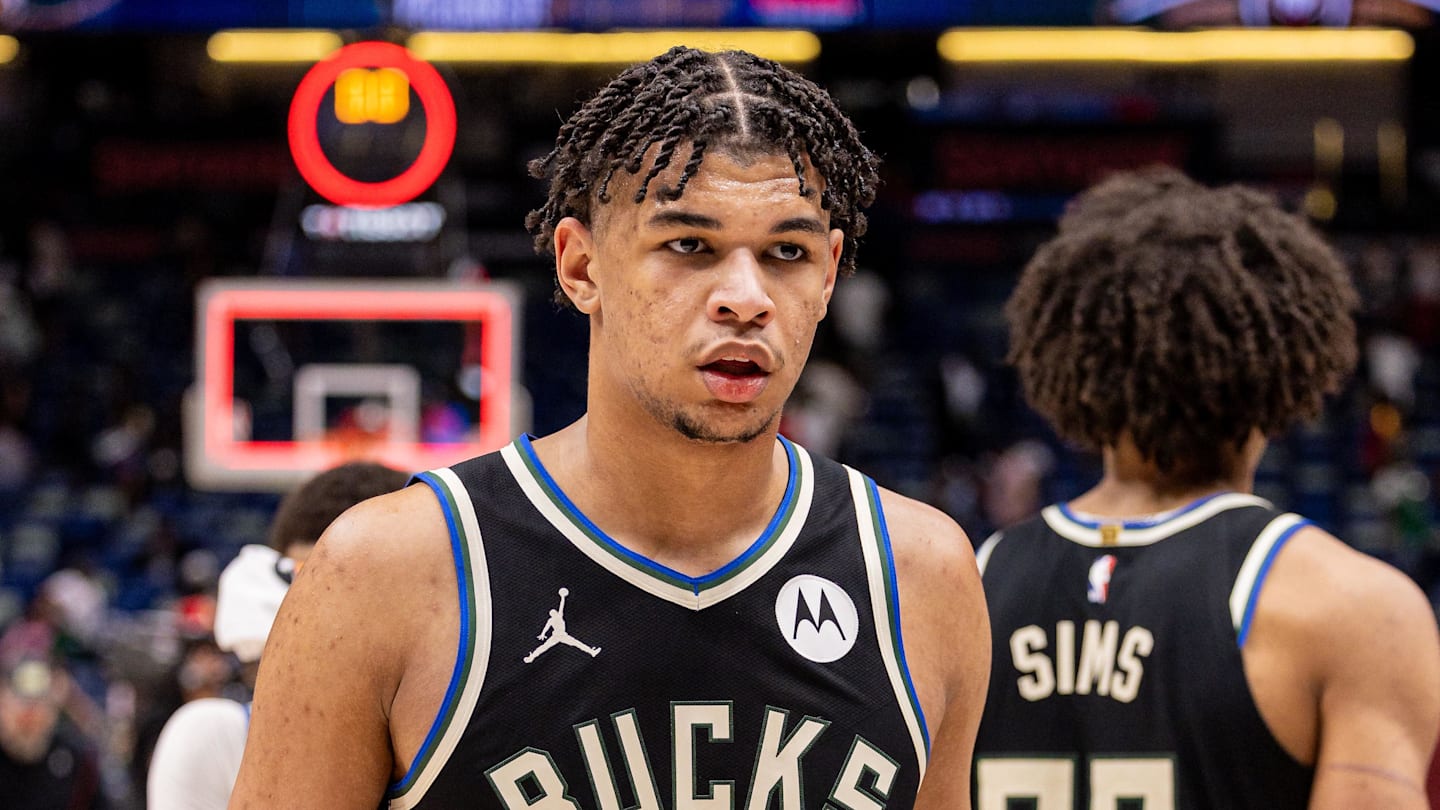 Milwaukee Bucks forward Ousmane Dieng (21) walks off the court after a win against the New Orleans Pelicans at Smoothie King Center on February 20, 2026.