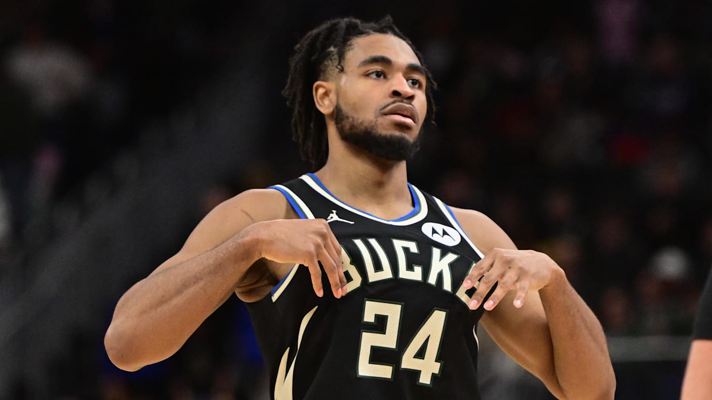 Milwaukee Bucks guard Cam Thomas (24) looks on in the fourth quarter against the Toronto Raptors at Fiserv Forum on February 22, 2026.