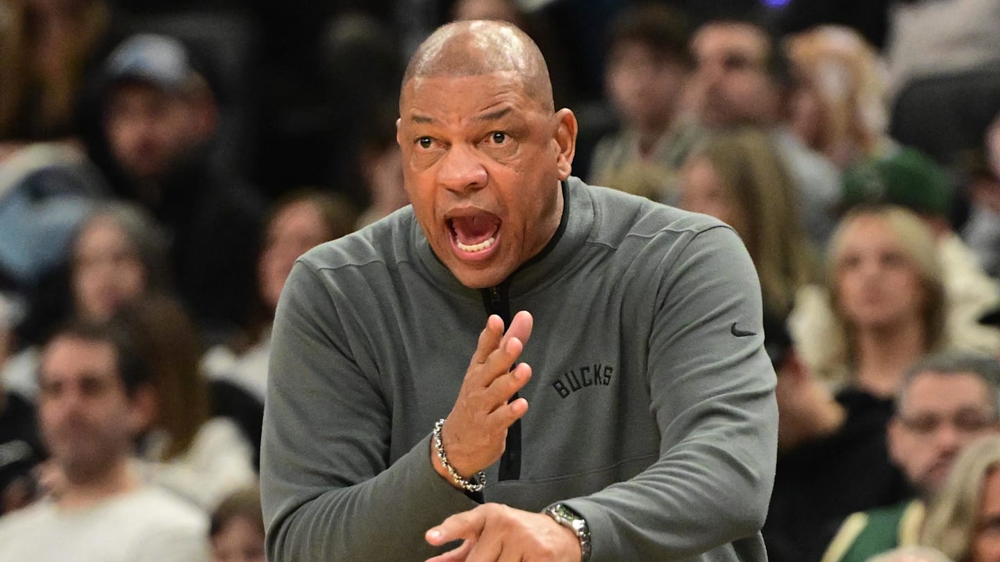 Milwaukee Bucks head coach Doc Rivers calls a play in the second quarter against the Indiana Pacers at Fiserv Forum on February 6, 2026.