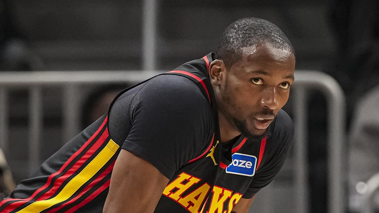 Feb 24, 2026; Atlanta, Georgia, USA; Atlanta Hawks forward Jonathan Kuminga (0) on the court against the Washington Wizards during the first half at State Farm Arena. Mandatory Credit: Dale Zanine-Imagn Images