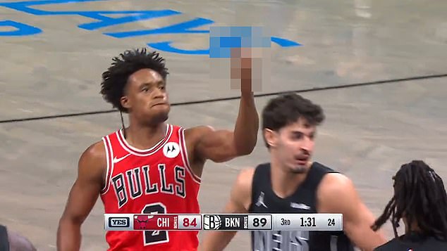 Newly acquired Chicago Bulls guard Collin Sexton was seen flipping off the rim at Brooklyn's Barclays Center after bricking a free throw during Monday's 123-115 loss to the Nets