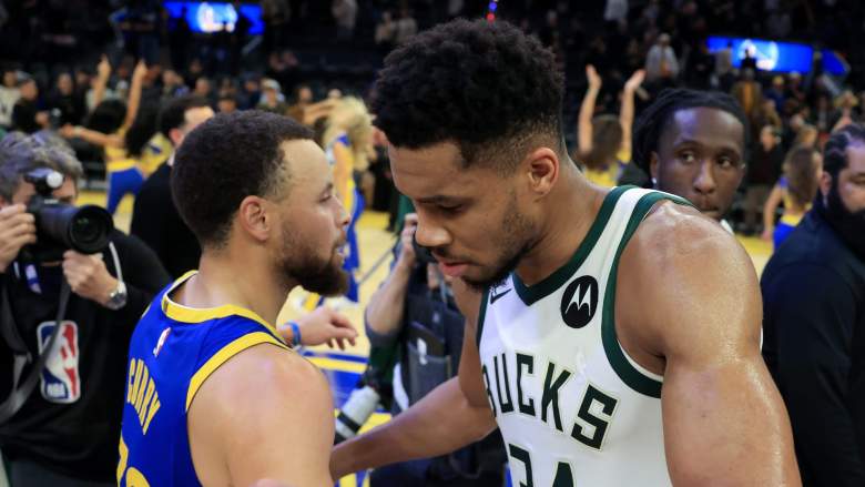 Giannis Antetokounmpo, Stephen Curry, Warriors