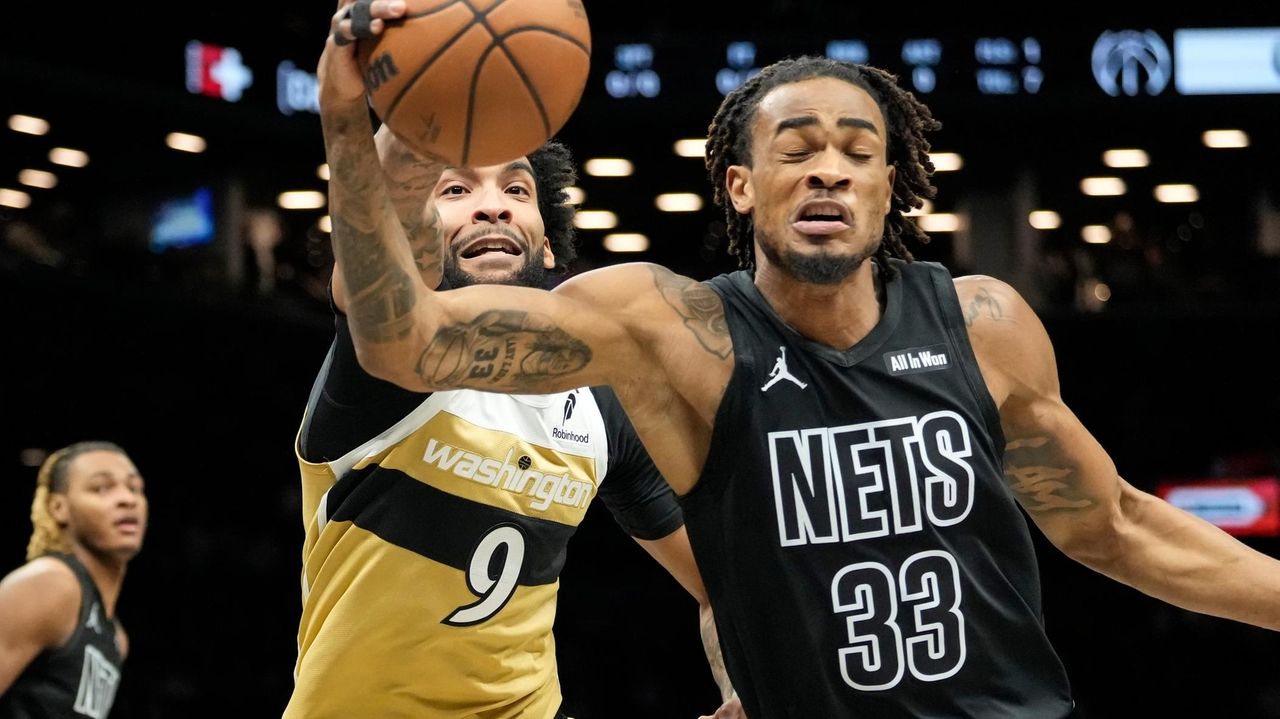 Nets score 80 points in the first half and beat the short-handed Wizards 127-113