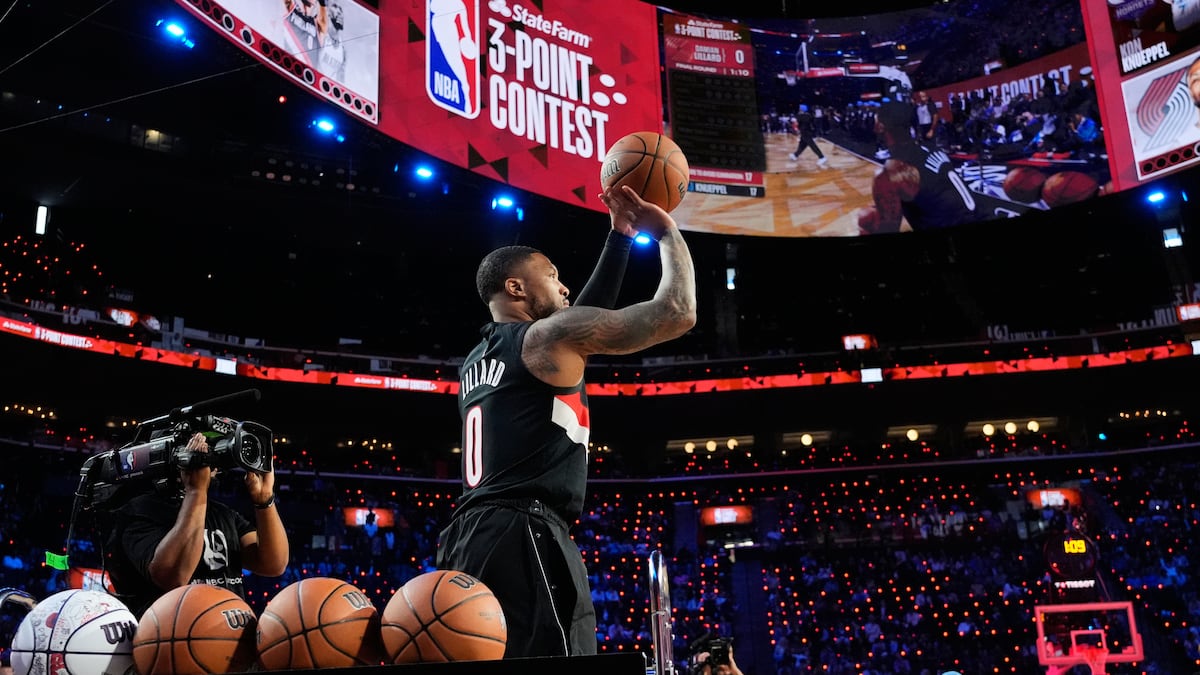 Damian Lillard makes it rain, wins a record-tying 3rd NBA 3-point contest title