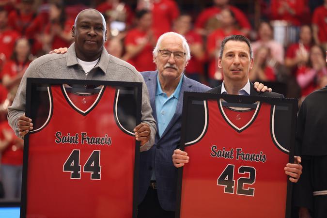 PHOTO GALLERY: Saint Francis Honors Men's Basketball 1991 Team With Jersey Retirement Of Anderson And Iuzzolino