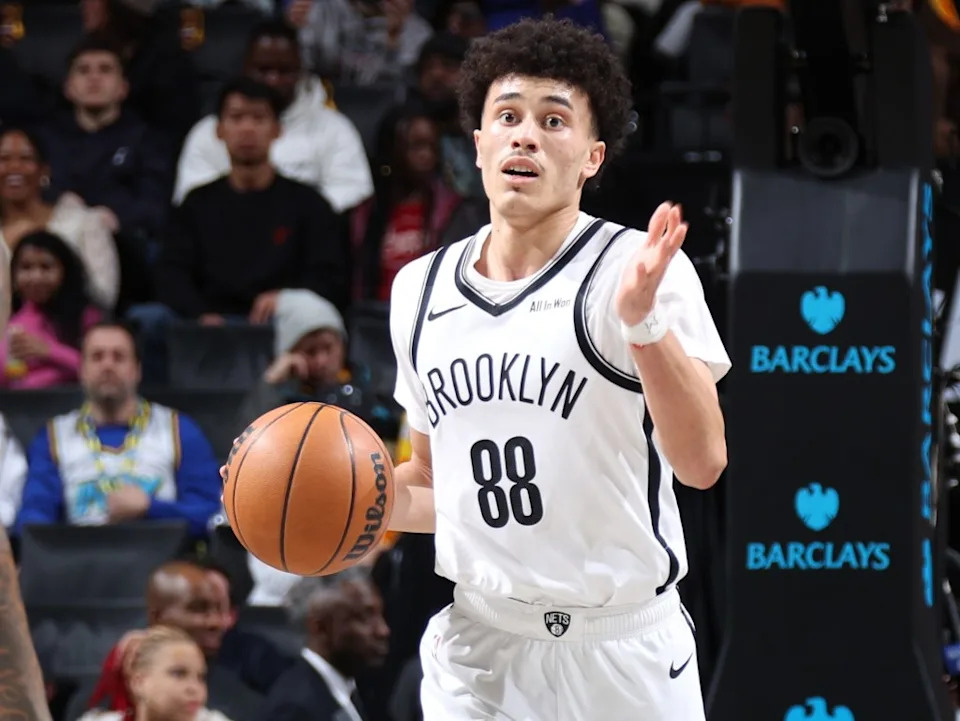 Nets rookie Nolan Traore says he is still adjusting to the greater physicality in the NBA. NBAE via Getty Images