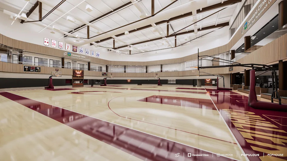 The state-of-the-art baskeball court at Cleveland Clinic Global Peak Performance Center.