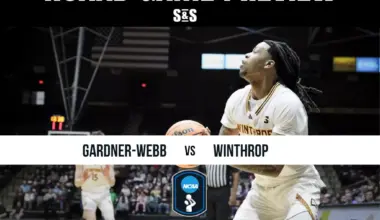 NCAA basketball game preview featuring Gardner-Webb vs. Winthrop, with updates on scores, picks, and analysis.