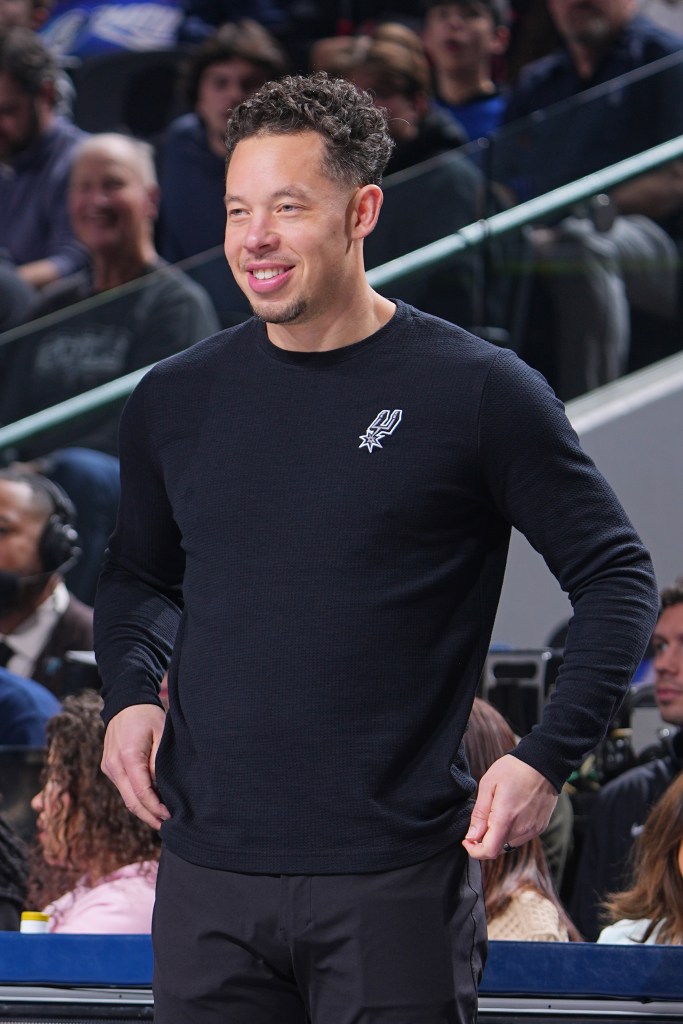 Mitch Johnson of the San Antonio Spurs smiles during the game.