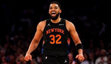 Watch Karl-Anthony Towns Sign Joel Embiid Jerseys for Fans Before Knicks vs. 76ers