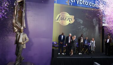 Miami Heat President Pat Riley has Los Angeles Lakers statue