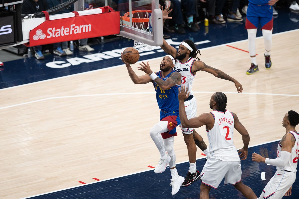 Denver Nuggets forward Bruce Brown (11) drives to the basket during a game between the Los Angeles Clippers and the Denver Nuggets on Thursday, February 19,2026 at Intuit Dome in Inglewood Calif