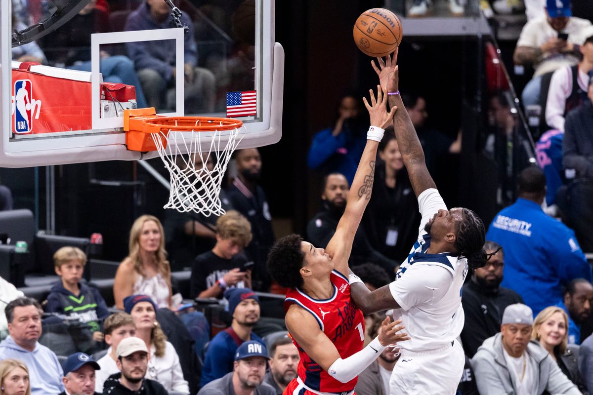 Naz Reid #11 of the Minnesota Timberwolves shoots the ball during an NBA basketball game against the LA Clippers, Thursday February 26, 2026 in Inglewood, Calif.