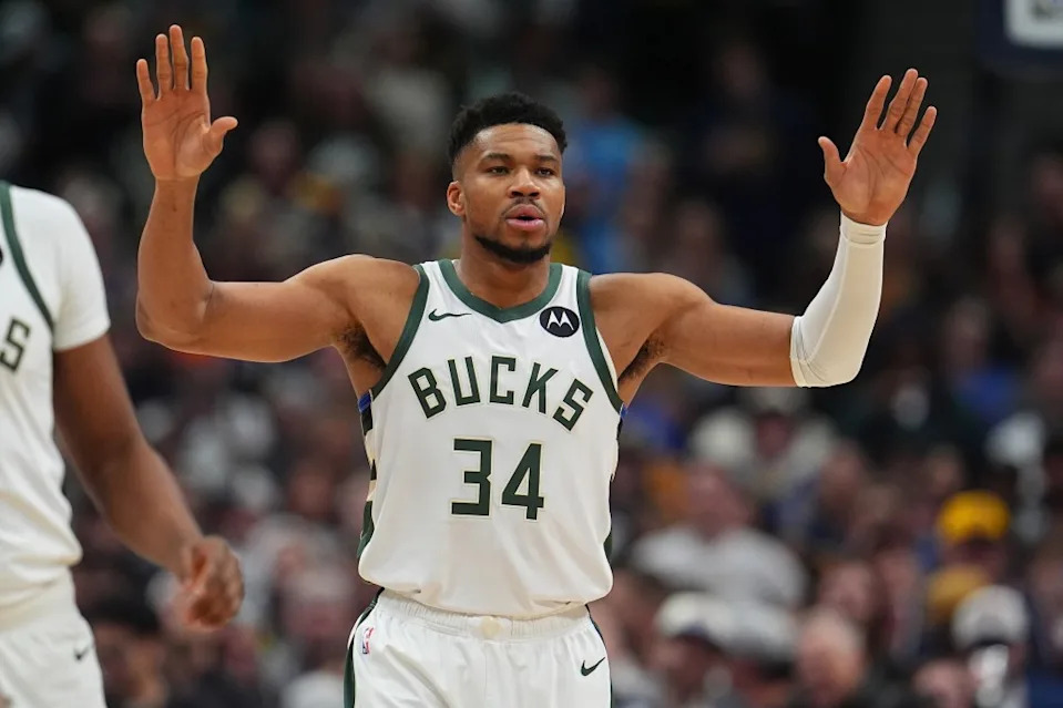 Giannis Antetokounmp is pictured during the Bucks’ Jan. 11 game. AP