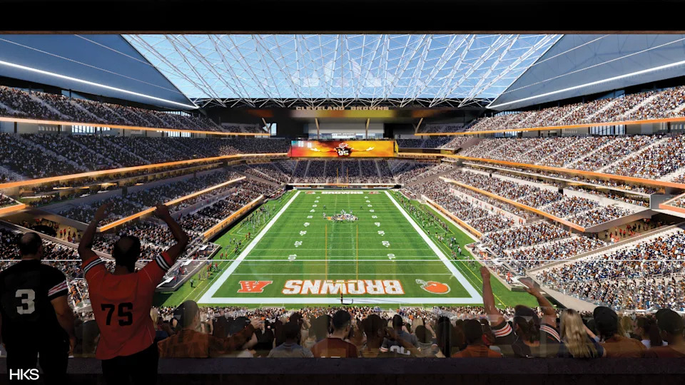 A view of the field from the new Huntington Bank Field, home of the Cleveland Browns.