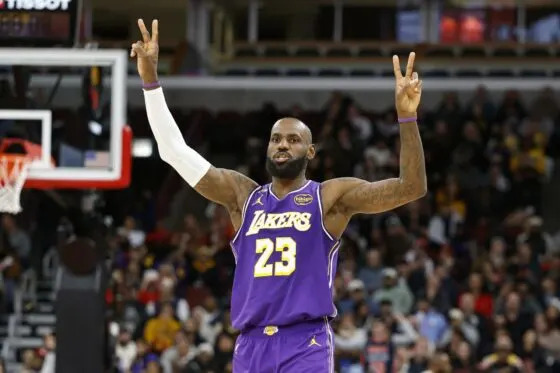 Los Angeles Lakers forward LeBron James (23) reacts against the Chicago Bulls during the second half at United Center on Jan 26, 2026.