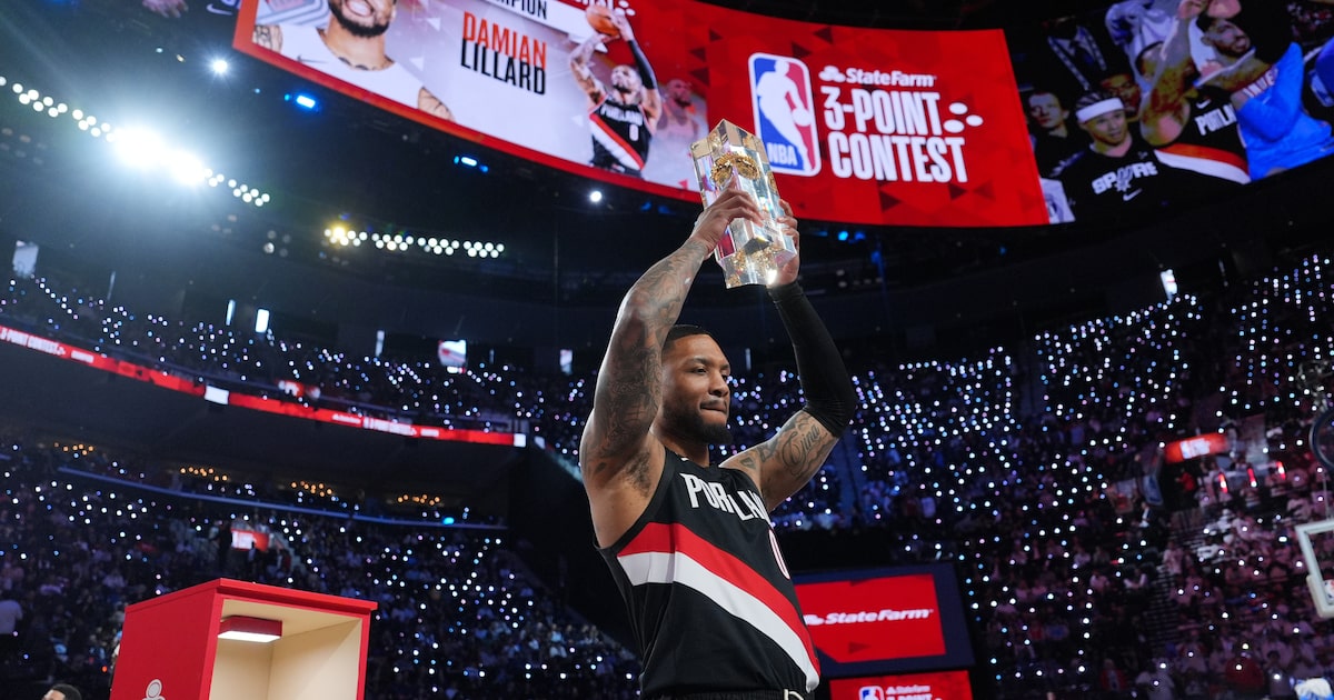 Damian Lillard wins a record-tying 3rd NBA 3-point contest title. Team Knicks wins Shooting Stars