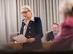 FILE - Sen. Kate Lieber pictured in a 2024 special session. Lieber and other top Democrats are pushing for the public funding plan to renovate the Moda Center.