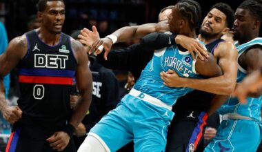 Pistons snap Hornets' 9-game streak with 110-104 win in game marred by fight, ejections | Sports