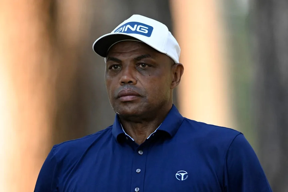 Charles Barkley stands in the second tee box during the first round of the American Century Championship at Edgewood Tahoe Golf Course on July 11, 2025 in Stateline, Nevada. Getty Images
