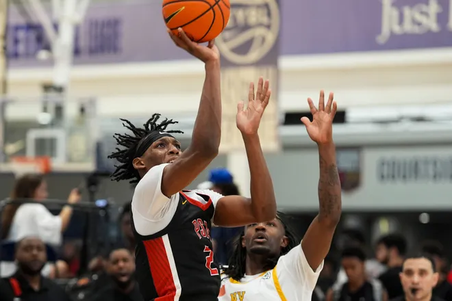 PSA Cardinals’ Dylan Mingo (2) shoots the ball during a game at Nike EYBL at the Memphis Sports & Events Center on Saturday, May 17, 2025.