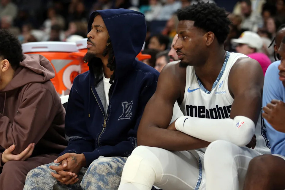 Memphis Grizzlies guard Ja Morant and former teammate, forward/center Jaren Jackson Jr.Petre Thomas-Imagn Images