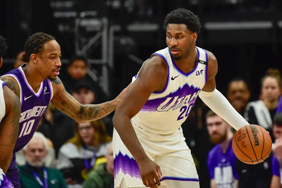 Utah Jazz forward Jaren Jackson Jr. (20) tries to make a play.Peter Creveling-Imagn Images