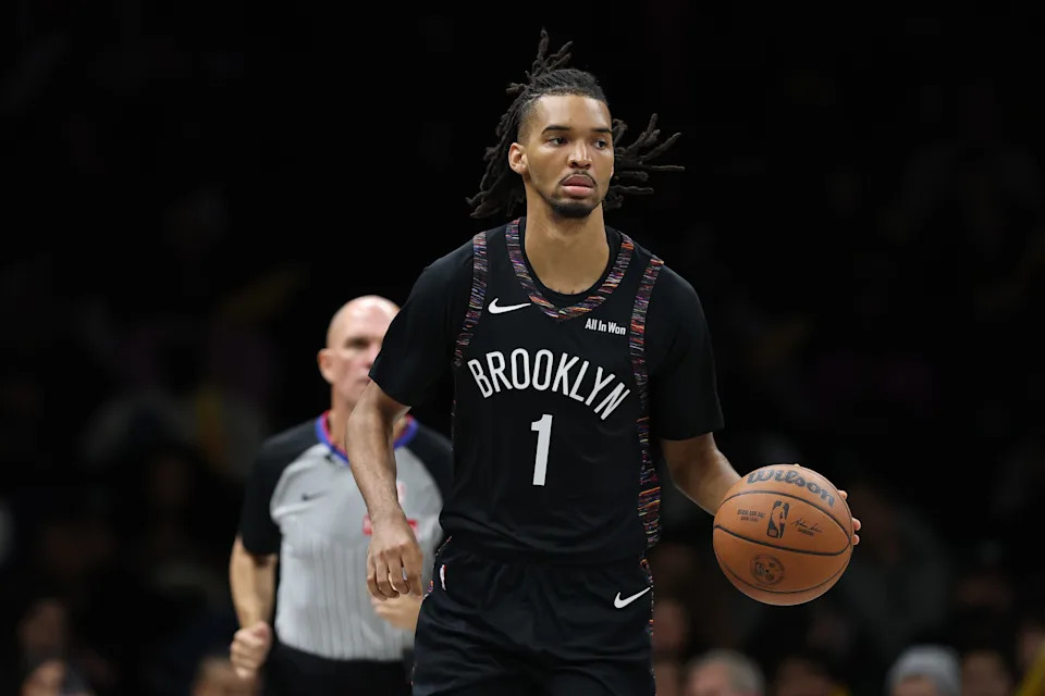 NEW YORK, NEW YORK - NOVEMBER 11: Ziaire Williams #1 of the Brooklyn Nets in action during the game against the Toronto Raptors at Barclays Center on November 11, 2025 in the Brooklyn borough of New York City. The Raptors won 119-109. NOTE TO USER: User expressly acknowledges and agrees that, by downloading and or using this photograph, User is consenting to the terms and conditions of the Getty Images License Agreement. (Photo by Sarah Stier/Getty Images)