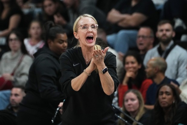 Vanderbilt head coach Shea Ralph watches against California in the first half of an NCAA college basketball game Monday, Nov. 3, 2025 in Paris. (AP Photo/Thibault Camus)