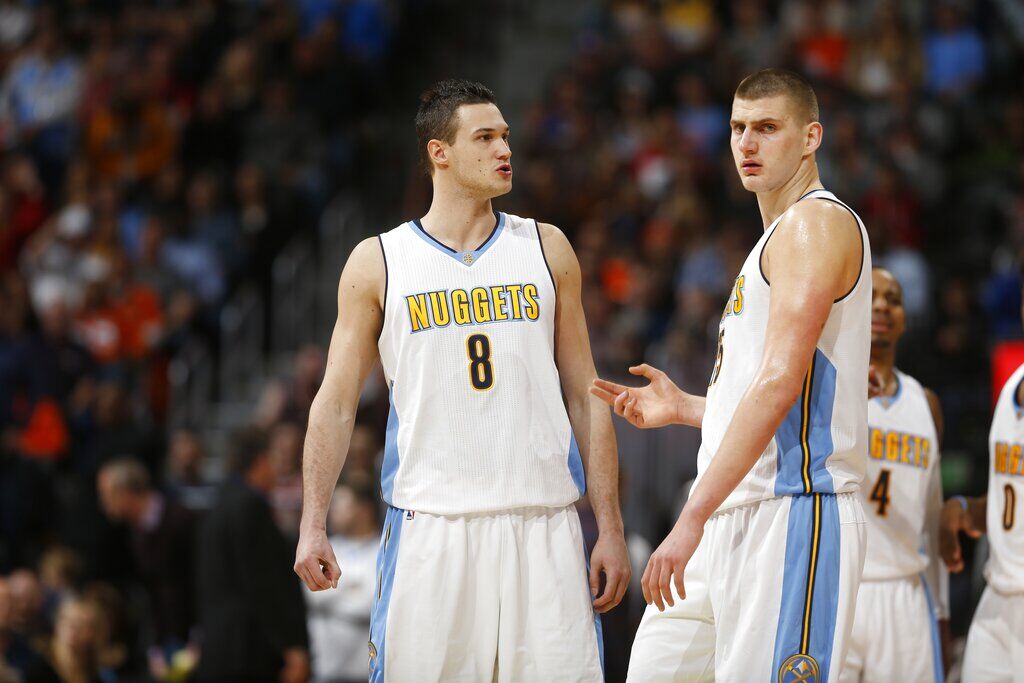 Former Nuggets forward Danilo Gallinari and Nuggets center Nikola Jokic