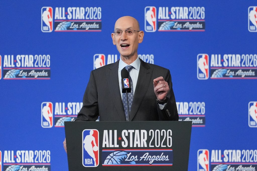NBA Commissioner Adam Silver announcing the NBA All-Star 2026 game will be held in Los Angeles.