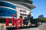 FILE - The Rip City sign in front of the Moda Center in Portland, Ore., Aug. 19, 2025. 