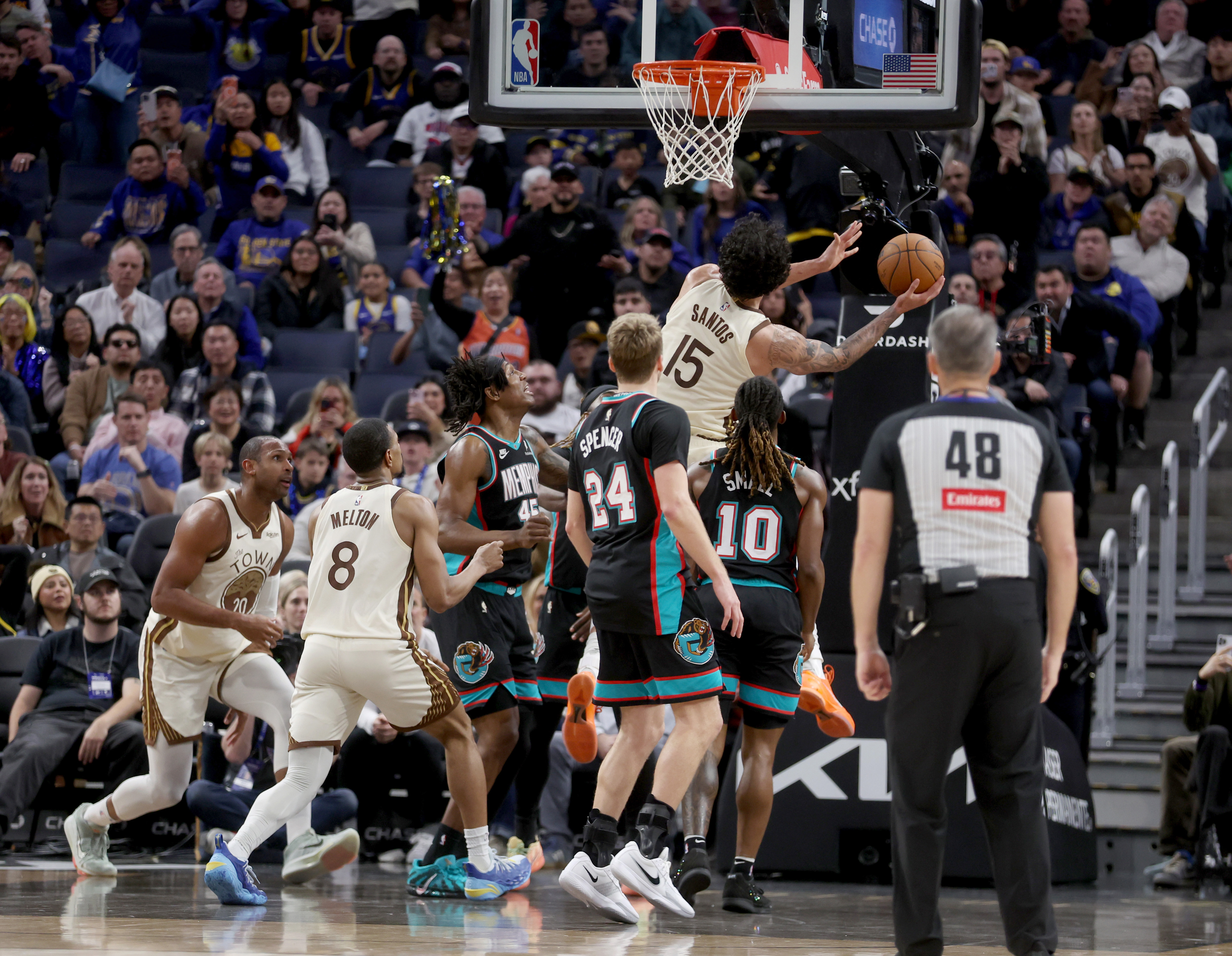 Golden State Warriors’ Gui Santos #15 makes the game-winning layup...