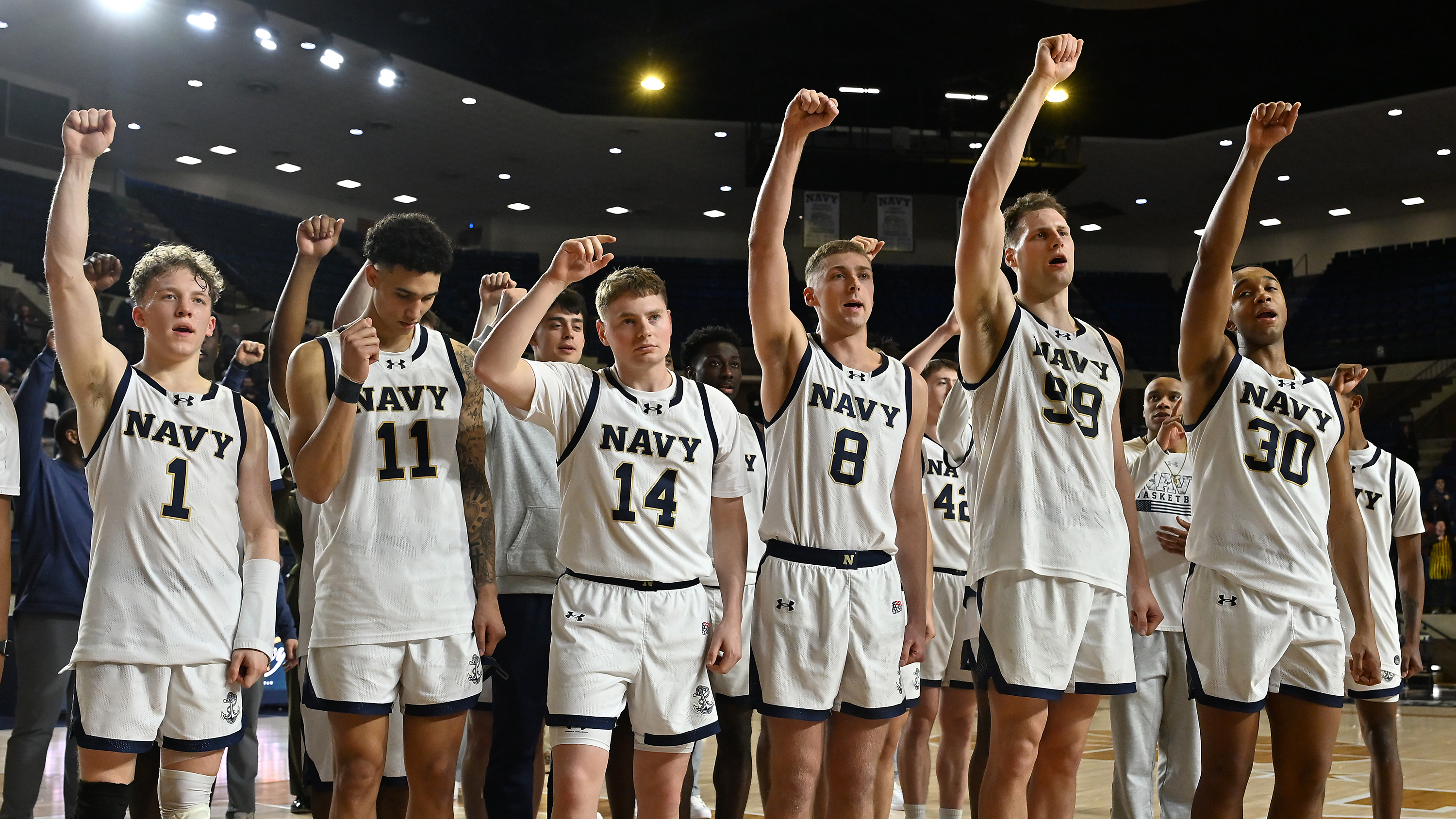 The Navy Midshipmen defeated the Lehigh Mountain Hawks, 72-49, to become the Patriot League Regular Season Champions in men's NCAA basketball. (Paul W. Gillespie/Staff)