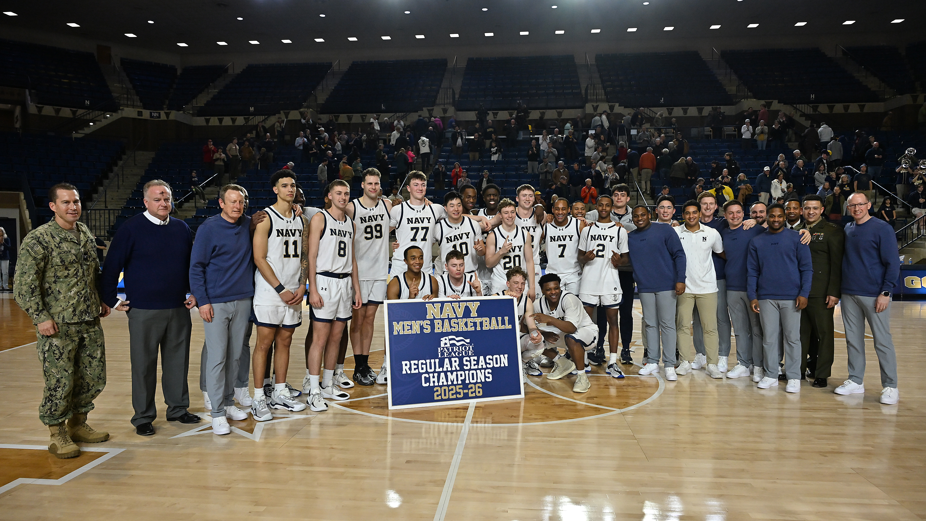 The Navy Midshipmen defeated the Lehigh Mountain Hawks, 72-49, to become the Patriot League Regular Season Champions in men's NCAA basketball. (Paul W. Gillespie/Staff)