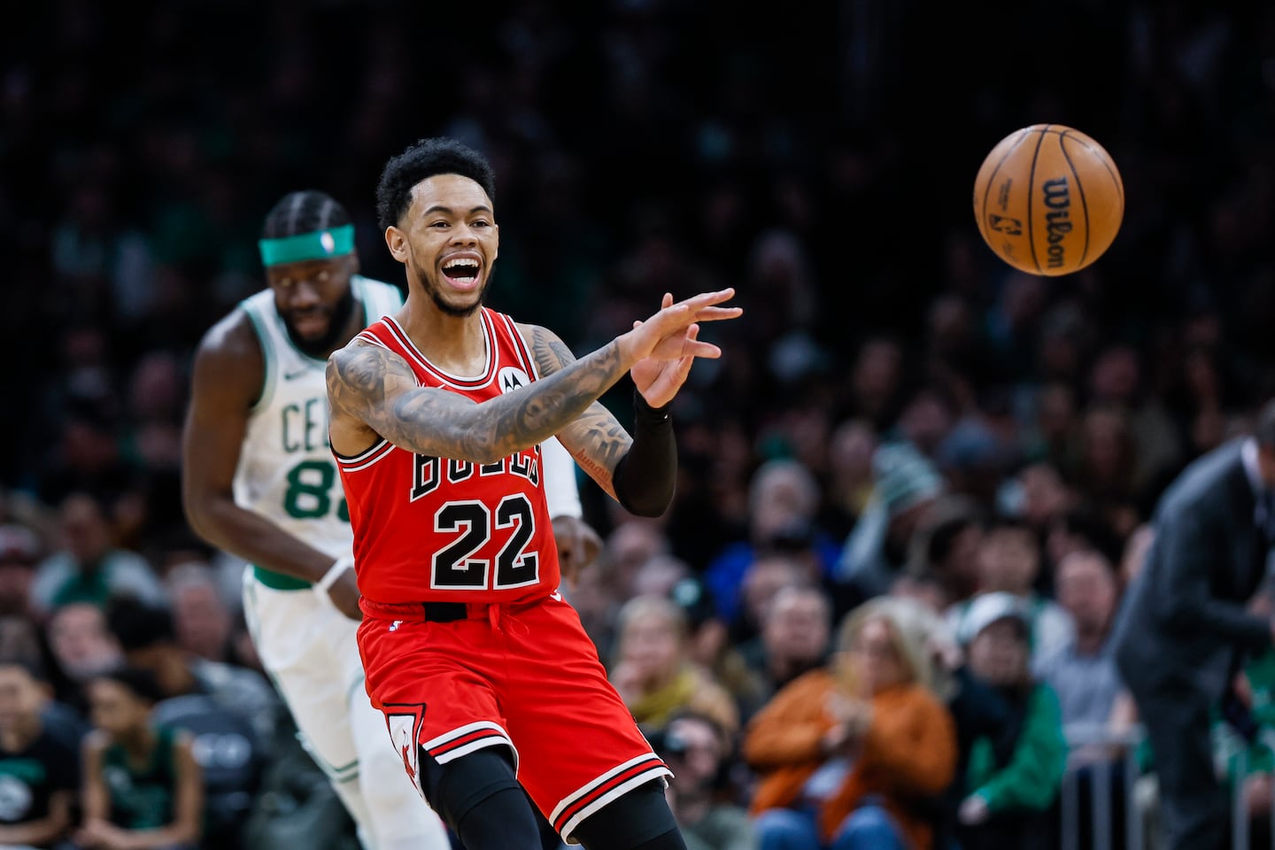 Anfernee Simons had 7 points in his first game against the Celtics since being traded to the Bulls on Thursday.