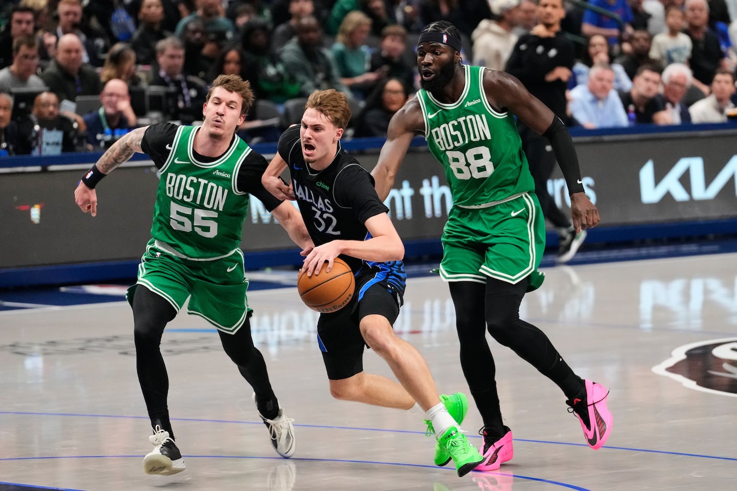 Cooper Flagg labored to lead the Mavericks with a game-high 36 points in a 110-100 loss to the Celtics Tuesday night in Dallas.