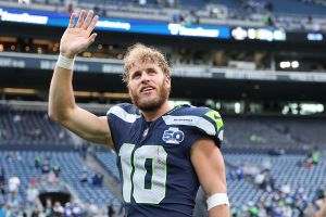 SEATTLE, WASHINGTON - SEPTEMBER 21: Cooper Kupp #10 of the Seattle Seahawks acknowledges the fans after defeating the New Orleans Saints at Lumen Field on September 21, 2025 in Seattle, Washington.