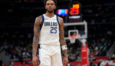 WASHINGTON, DC - NOVEMBER 08: P.J. Washington #25 of the Dallas Mavericks looks on during the second half against the Washington Wizards at Capital One Arena on November 08, 2025 in Washington, DC. NOTE TO USER: User expressly acknowledges and agrees that, by downloading and or using this photograph, User is consenting to the terms and conditions of the Getty Images License Agreement. (Photo by Jess Rapfogel/Getty Images)